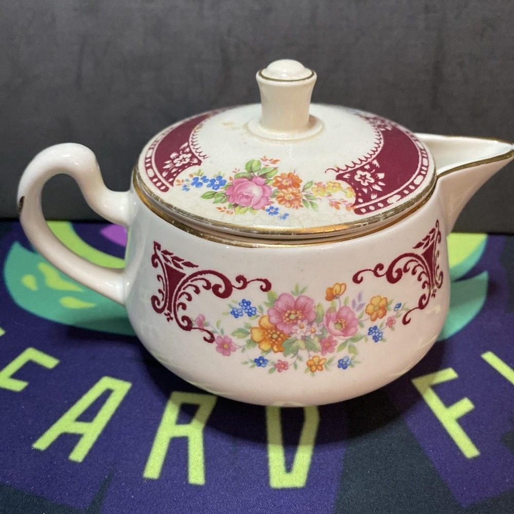 Vintage Homer Laughlin Majestic Lidded Tea Pot Floral USA